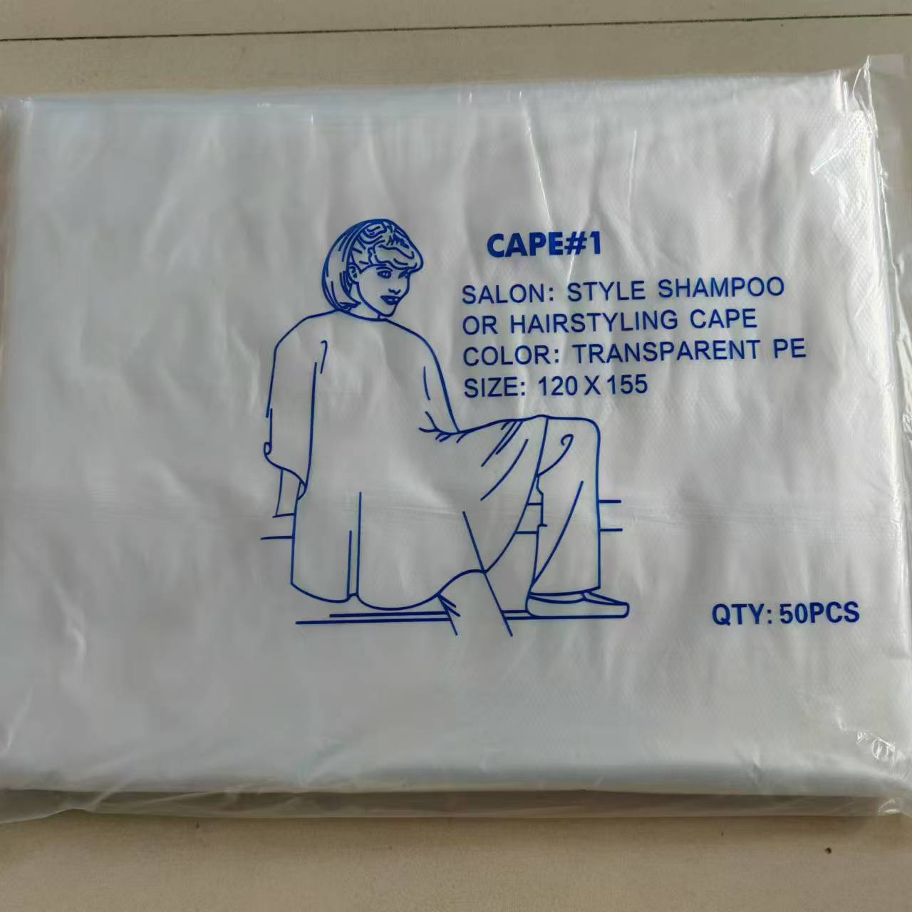 一次性烫染围布50张/包高压PE加大加厚120*155系绳款使用方便防水