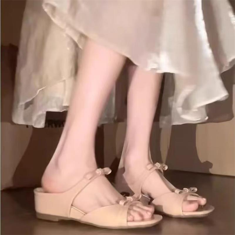 Hermosas zapatillas frías con arco de altura interior, cabeza redonda, nuevo estilo de verano universal, sandalias francesas con dedos abiertos
