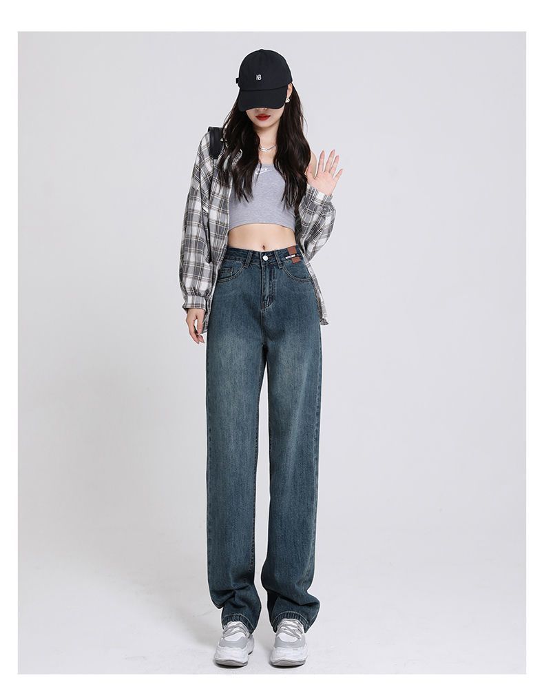 2023 Spring and Autumn jeans for women: Loose, wide-leg, aged, slimming, versatile, straight-leg, drape, floor-length, trendy, ins pic 22