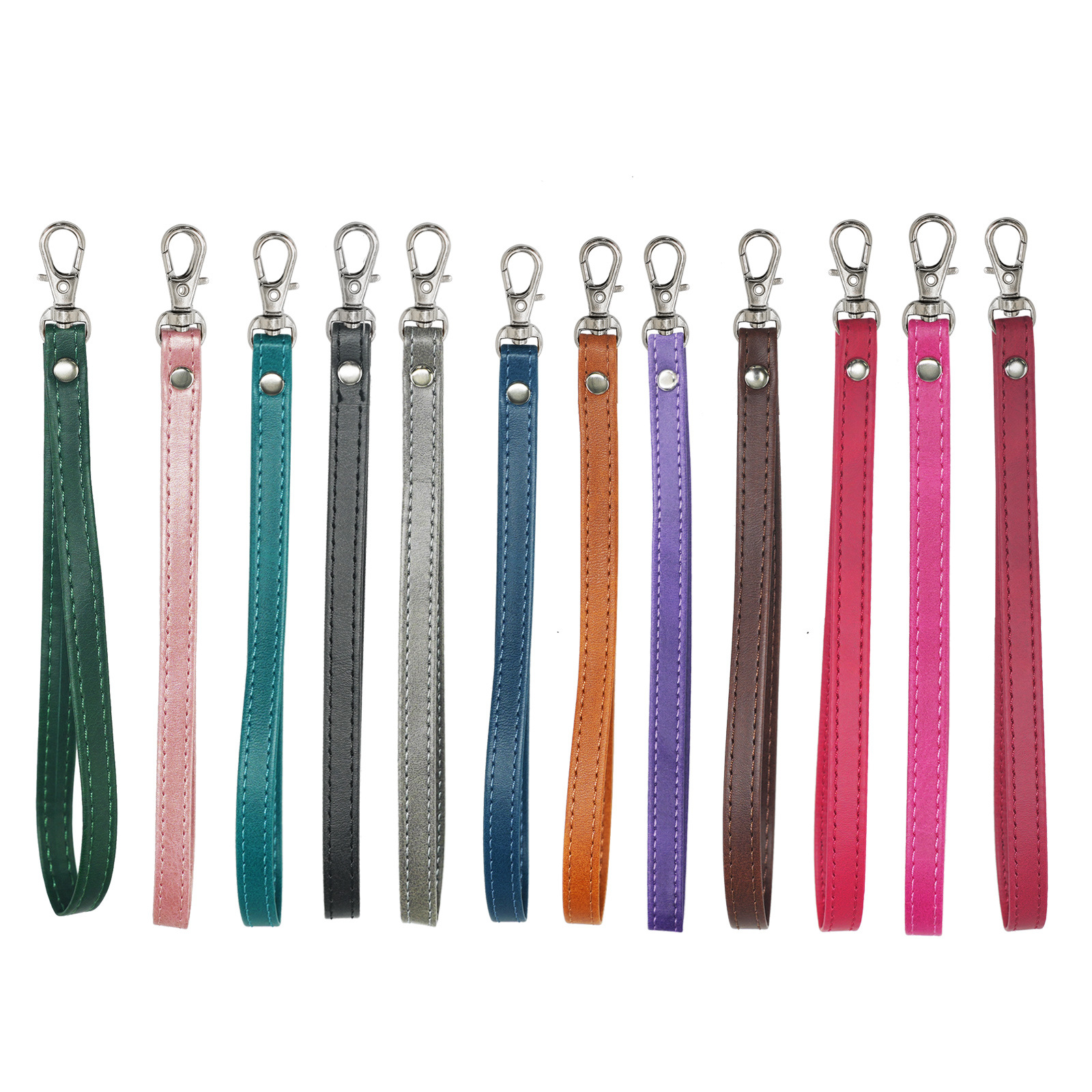 小牛皮手机挂绳短手腕带纯色皮质金属钥匙扣卡包皮套通用挂绳