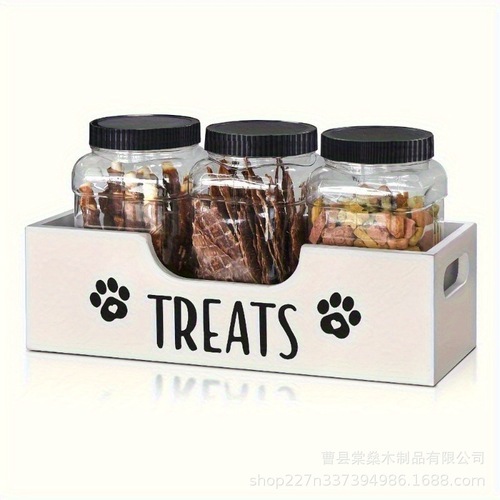 Wooden Dog Treat Storage Box Desk Food Storage Container Solid Wood Dog Food Organizing Box Clutter Storage Storage