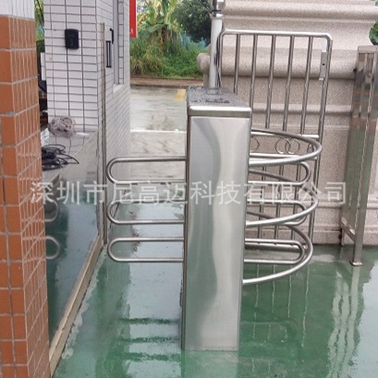 尼高迈电控十字单行半高旋转闸工厂人员进出刷卡考勤大门旋转道