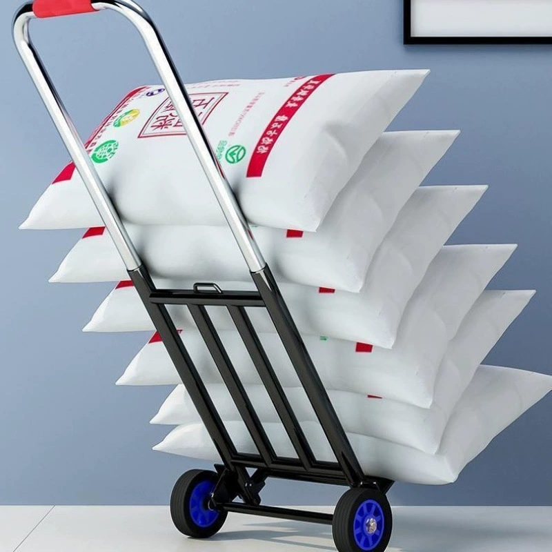 Folding handheld luggage trailer, shopping cart