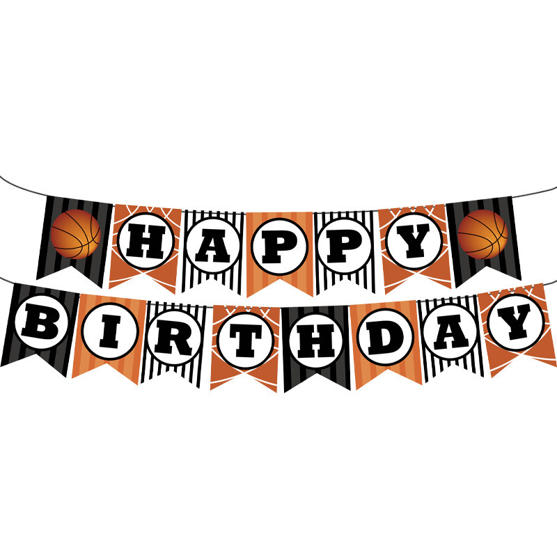 クロスボーダー新しいバスケットボール誕生日テーマパーティー用品バスケットボールパーティー装飾バナーフラグ紙皿ティッシュテーブルクロス|undefined