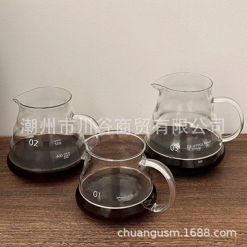 Heat-resistant coffee sharing pot, hand-brewed coffee cloud pot, glass sharing cup, V60 fair cup, coffee filter pot