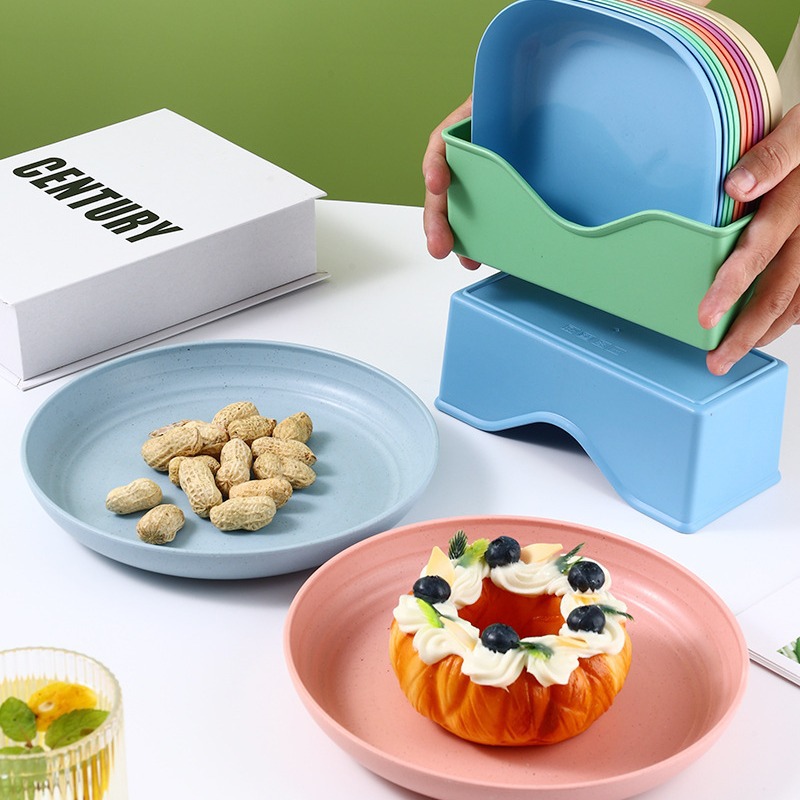 Simple Wheat Straw Bone Dish Suit Household Snack Plate