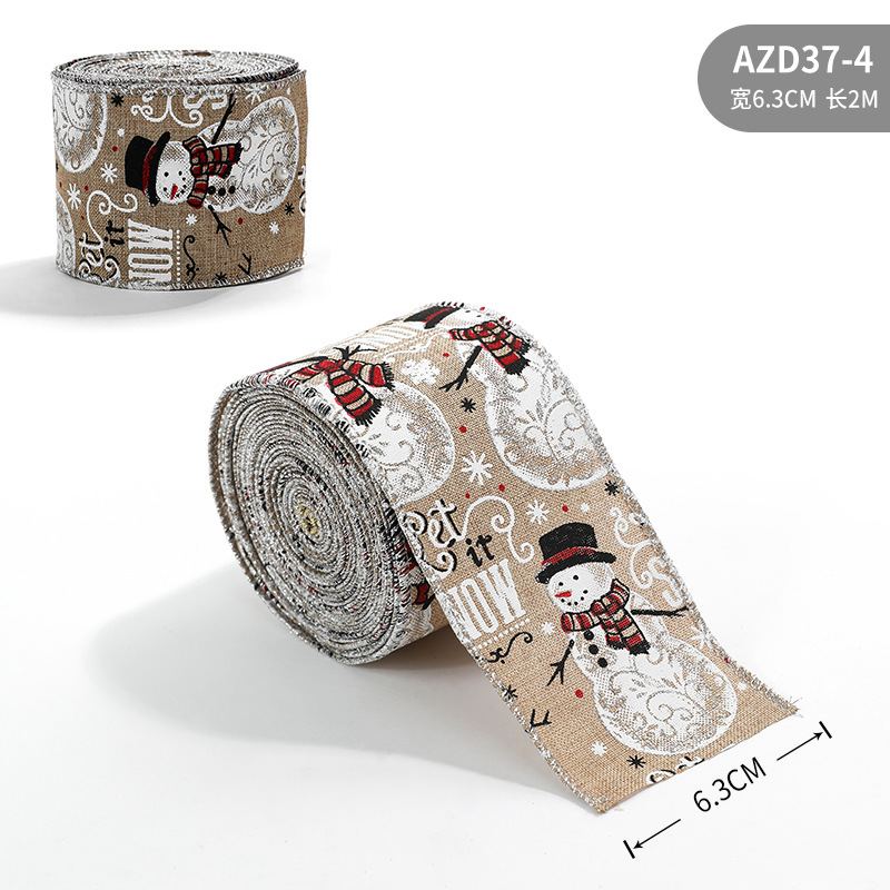 Nueva cinta de Navidad, cinta de imitación de lino, accesorios de lazo decorativos, copo de nieve, cinta de Navidad, spot al por mayor