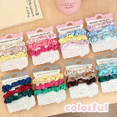 Colorful combination small intestine hair tie simple and elegant sense matchable head accessory cute girl elastic ponytail hair tie accessory