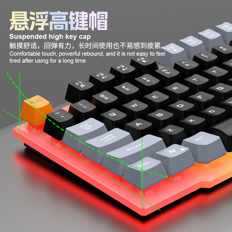 雷魁RAIKU t 26三色発光キーボードマウス有線機械手触りゲームマウスキーボードセット|undefined