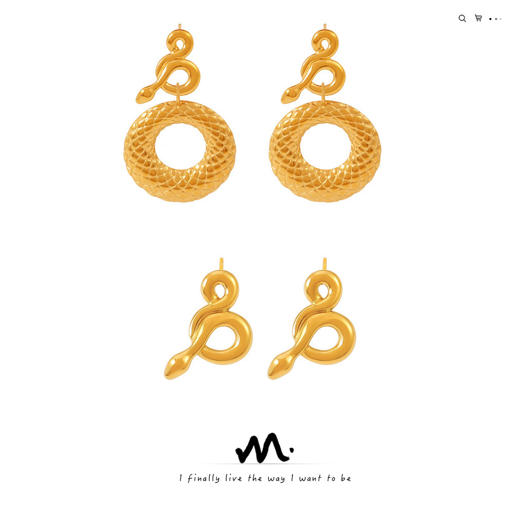 golden creative trend design retro earrings stainless steel