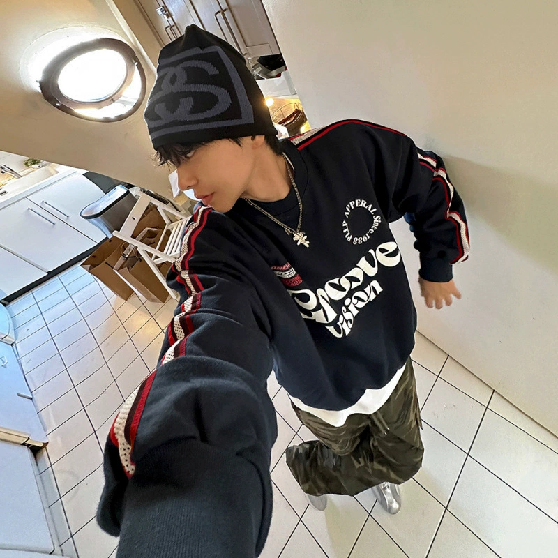 MYQ Design Чувство алфавитного принта свитер мужской осенний и зимний свободный хлопчатобумажный топ корейская модная куртка