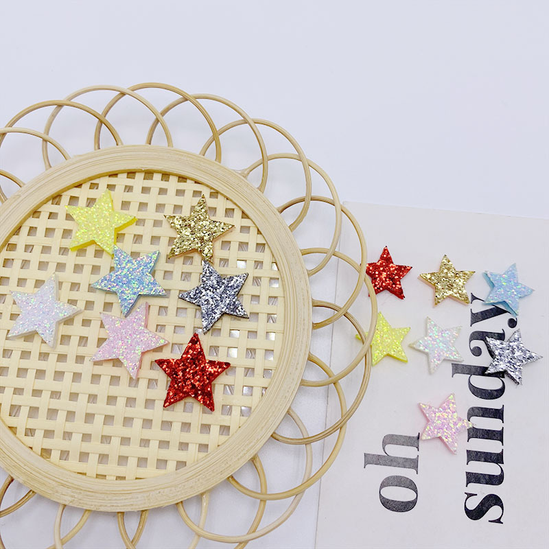 Gold powder material 2cm five-pointed star phone case Diy fabric children hair accessories cake plug-in decoration