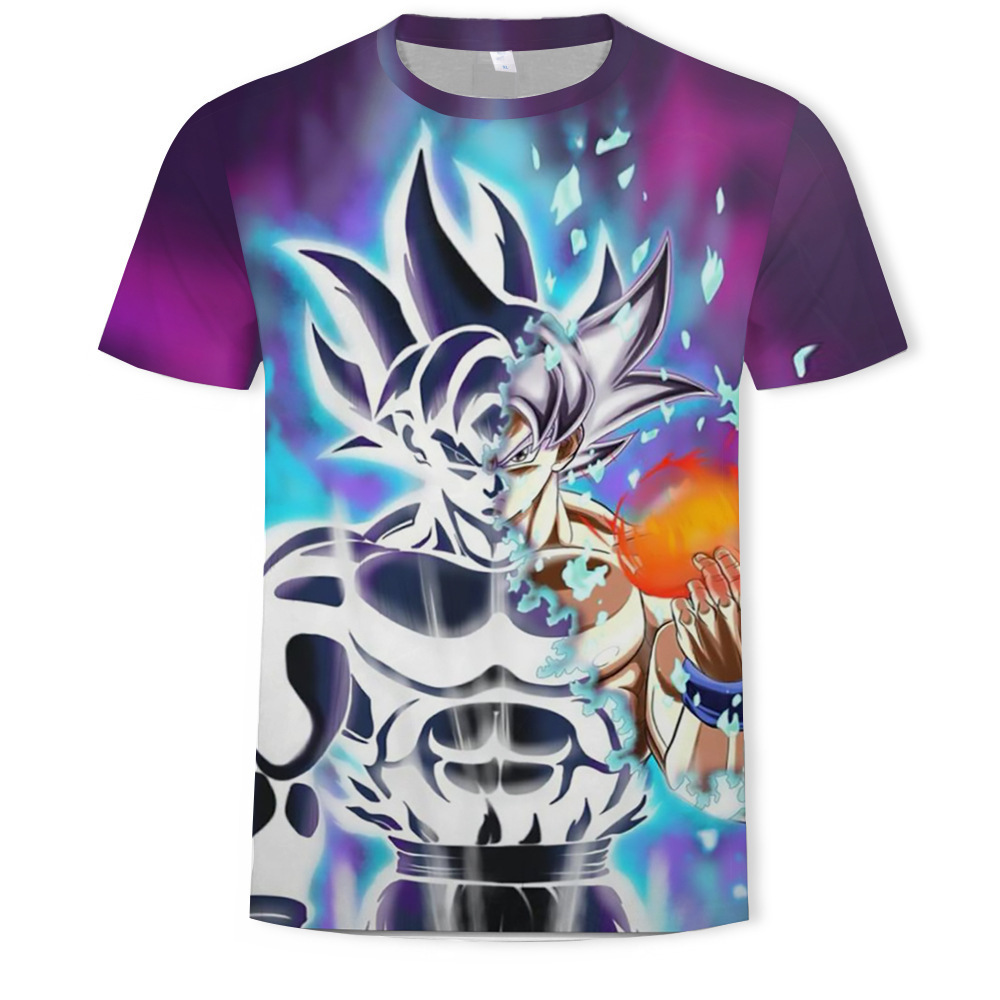 Nuevo producto AliExpress estilo explosivo tendencia super fuego anime serie Dragon Ball camiseta hombre impresión digital 3D dibujos animados europeos y americanos