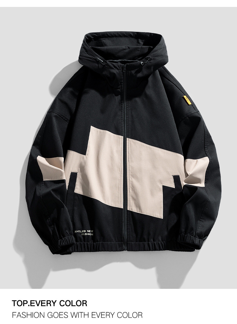 Giacca uomo casual a contrasto con revers stile windbreaker_voghion.com