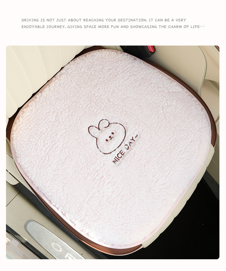 Cute Rabbit Car Cushion Autumn and Winter Plush Warm and Comfortable Thickened Car Seat Cover Cartoon Car Cushion