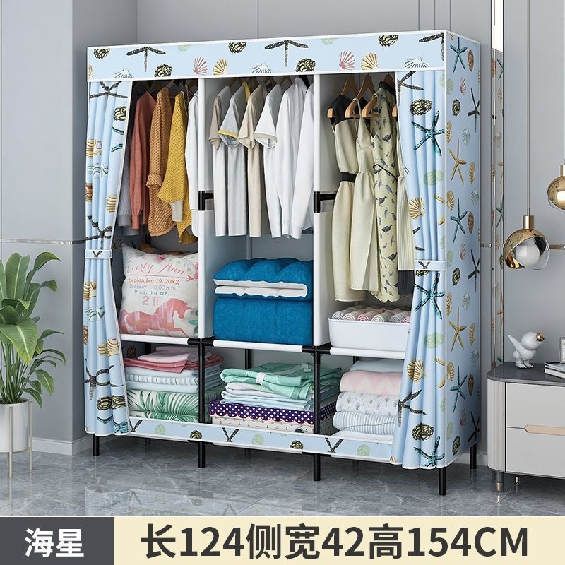 Fábrica directa simple armario dormitorio doméstico duradero ensamblaje armario de tela dormitorio alquiler de vivienda estante de piso pequeño