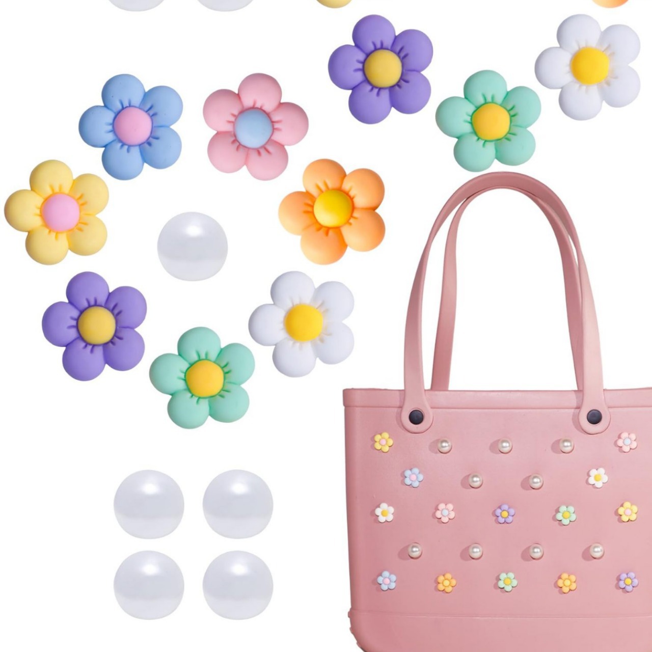 bogg hole bag flower buckle DIY pearl flower beach bag shoes accessories high sense flower buckle decoration hanging