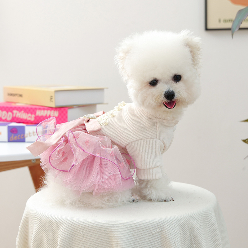 宠物衣服秋冬新款小型犬幼犬快乐狗猫保暖舒适安妮公主婚纱|undefined