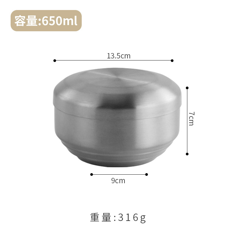 韩式不锈钢带盖米饭碗汤碗304加厚小碗防烫金色双层隔热泡菜碗|undefined