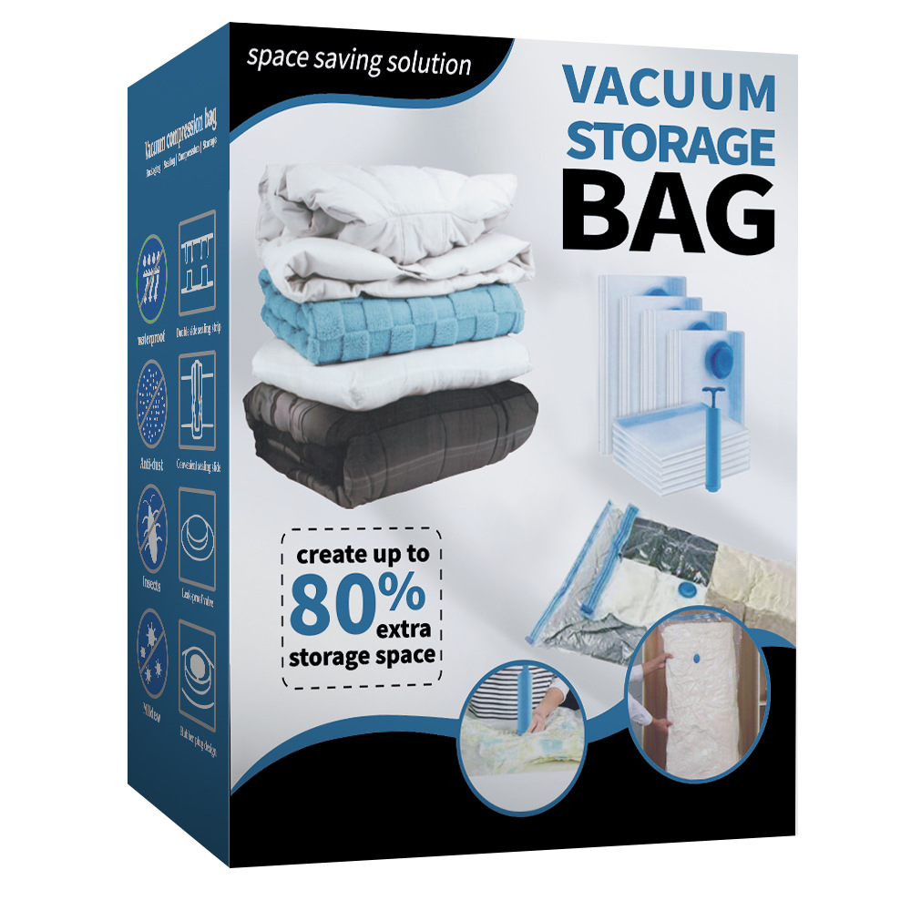 Espesor transparente borde azul bolsa de almacenamiento de bolsa de compresión al vacío edredón de viaje edredón de algodón almacenamiento al por mayor