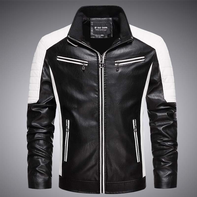 Comercio exterior spot nuevo 2024 primavera chaqueta de cuero de hombre moda de cuello de pie chaqueta de cuero PU casual chaqueta chaqueta de hombre