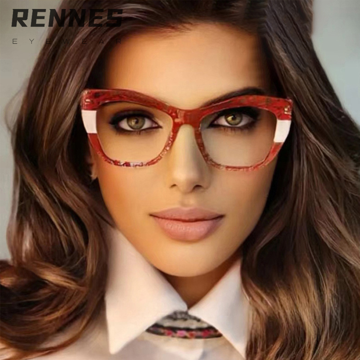 Nuevo TR90 Premium Sense Hit Color Pack Flower Sin maquillaje Gafas anti-luz azul Gafas europeas y americanas con montura grande de ojo de gato con montura de miopía