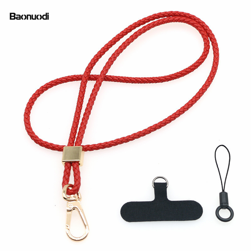 5MM de piel de oveja tejida junta de cordón de teléfono móvil de piel de vaca clip de teléfono móvil correa de la Cámara cuerda anti-perdido crossbody cuello cuerda