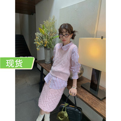 Le rouge周美美美【22号夜8時新品】vネックツイストニットウール重ね着ベスト