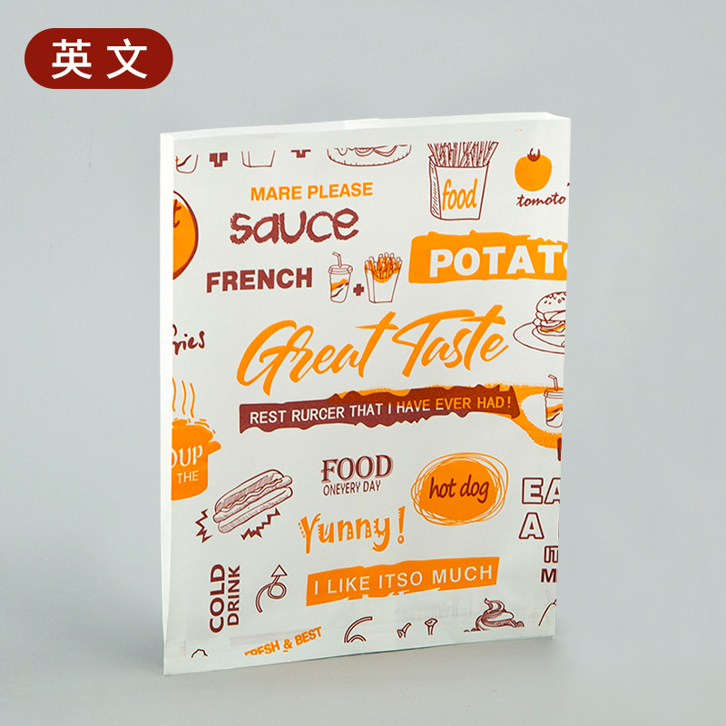 Bolsa de papel a prueba de aceite, bolsa de aperitivos, pollo frito, papas fritas, piernas de pollo, bolsas de embalaje de alimentos.