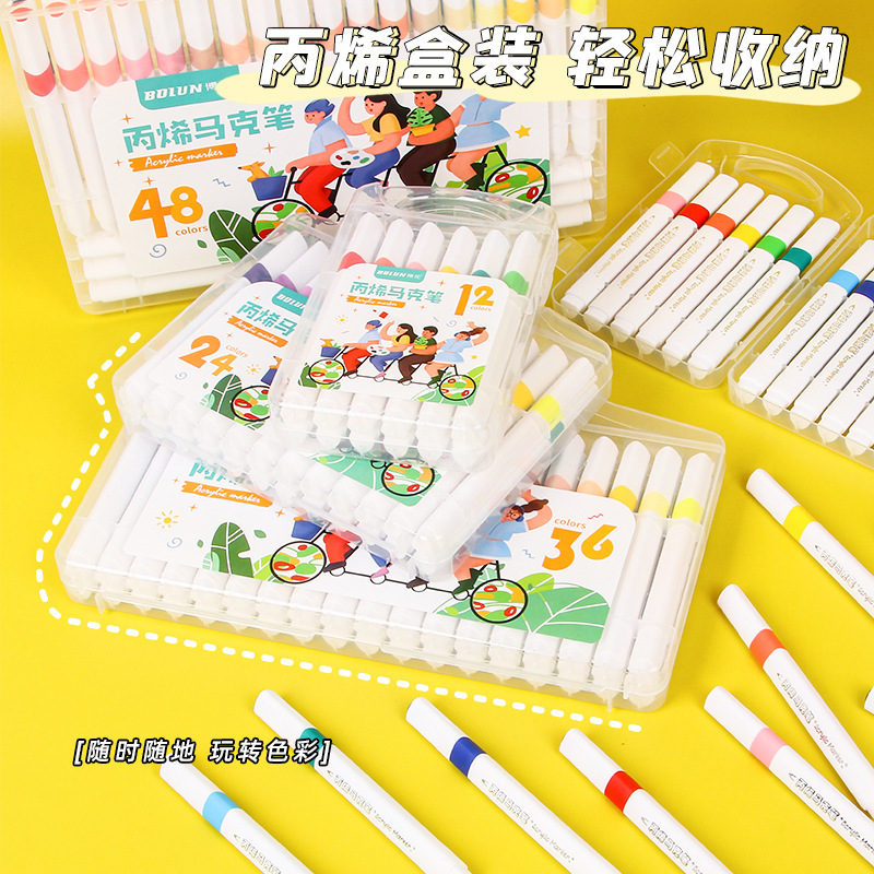 クリエイティブアクリルマーカーペン 24/36/48 色 diy 学生不透明手描き落書きブラシセット文房具|undefined