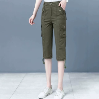 时尚宽松七分休闲哈伦裤女2026年夏季薄款高腰显瘦百搭垂感萝卜裤