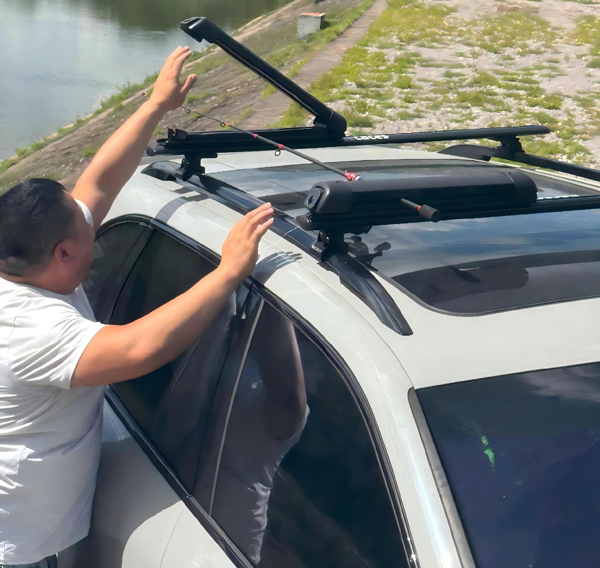 Aluminum alloy roof rack, multi-functional extension rack, universal crossbar for outdoor surfing, snowboarding, and fishing rod clamping