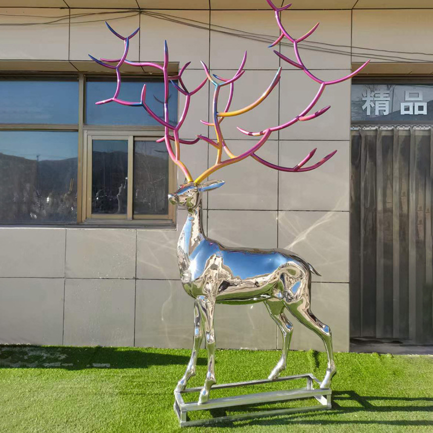 玻璃钢雕塑鹿动物摆件售楼部小区商场草坪景观大型雕塑装饰工艺品