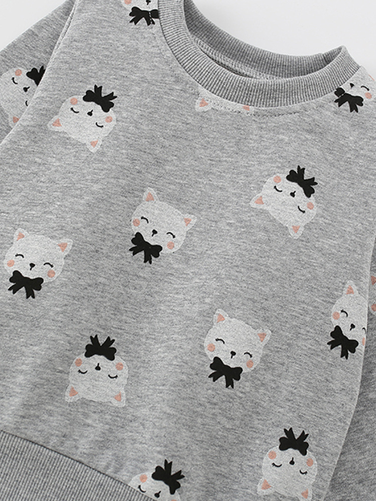 Sudadera de niña malwee transfronteriza otoño e invierno nuevo estilo europeo y americano niños pequeños y medianos cuello redondo manga larga linda niña top