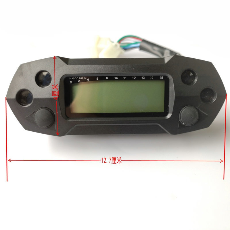 Cross-Border Motorcycle Modification Universal Mini Lcd Instrument Off-Road Vehicle Small Adjustable Speedometer Fuel Gauge