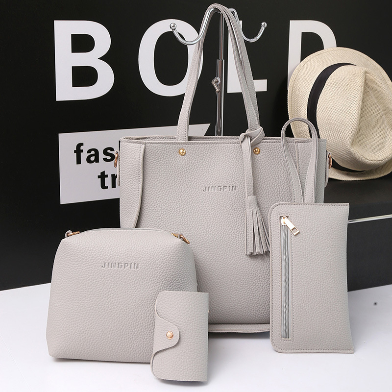 Women's Large Pu Leather Solid Color Basic Square Zipper Bag Sets display picture 2