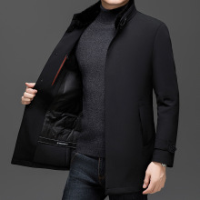 中老年白鹅绒羽绒服中长款2025冬季新款水貂毛领外套爸爸装羽绒服