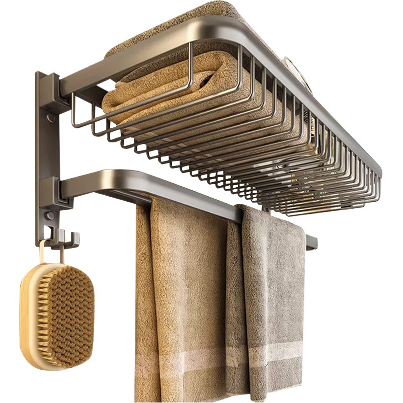 Zhenhui estante de la Toalla baño ponche libre de almacenamiento de baño de malla cesta de almacenamiento de espacio de baño de aluminio estante de la toalla de baño