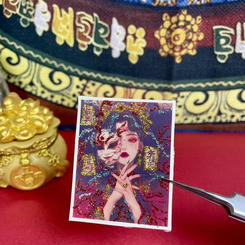 唐卡画芯批发吊坠卡芯扎基拉姆前世今生高清彩金卡芯|undefined
