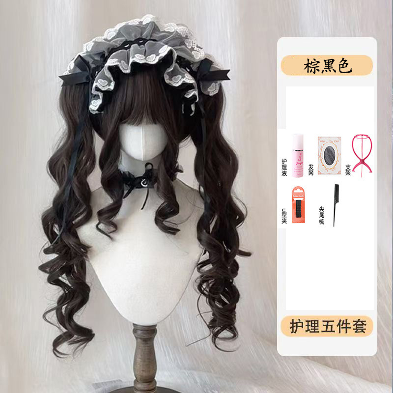【泡芙卷卷】假发女洛丽塔罗马卷虎口夹双马尾lolita长卷发全头套|undefined