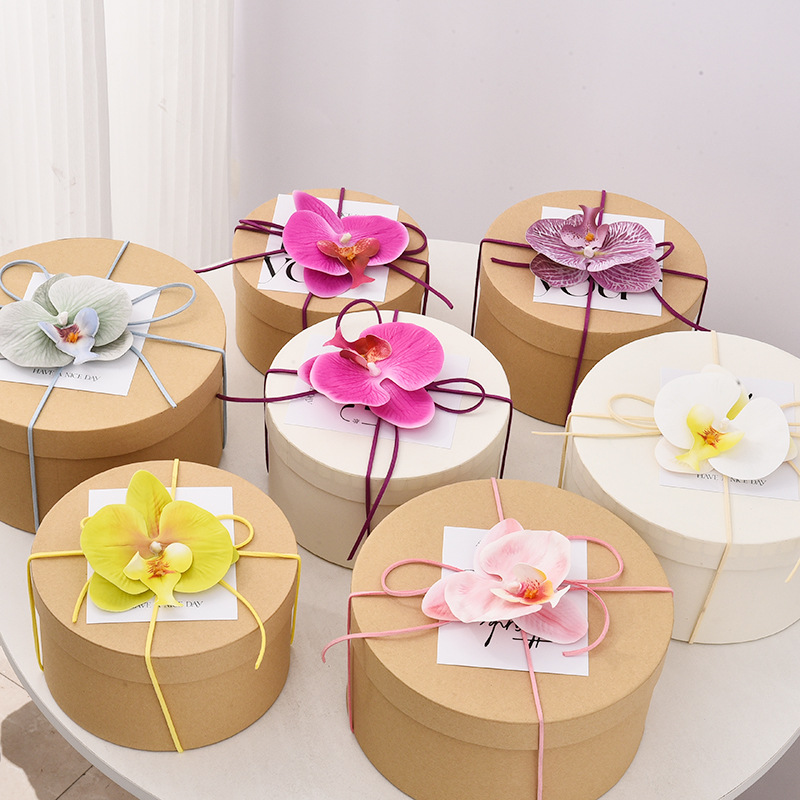 新年ins风牛皮纸圆形烘焙礼盒元旦节生日礼物包装盒伴手礼品盒子