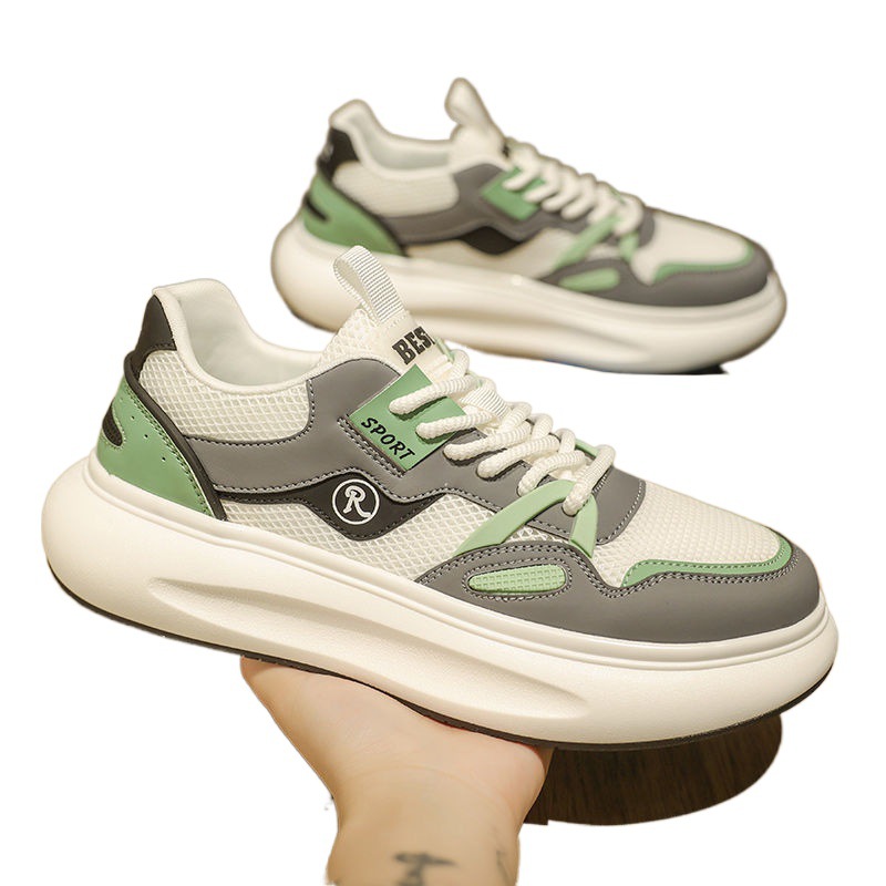 Atmungsaktive Sportschuhe für den Sommer für Herren, Mittelschüler, Teenager, geruchshemmende Mesh-Sportschuhe in Weiß, Papa_voghion.com