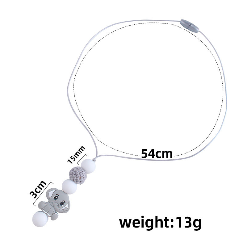 Bebé molar mordedor masticable colgante joyería de los niños mordedor palo de dibujos animados de silicona elefante teether collar