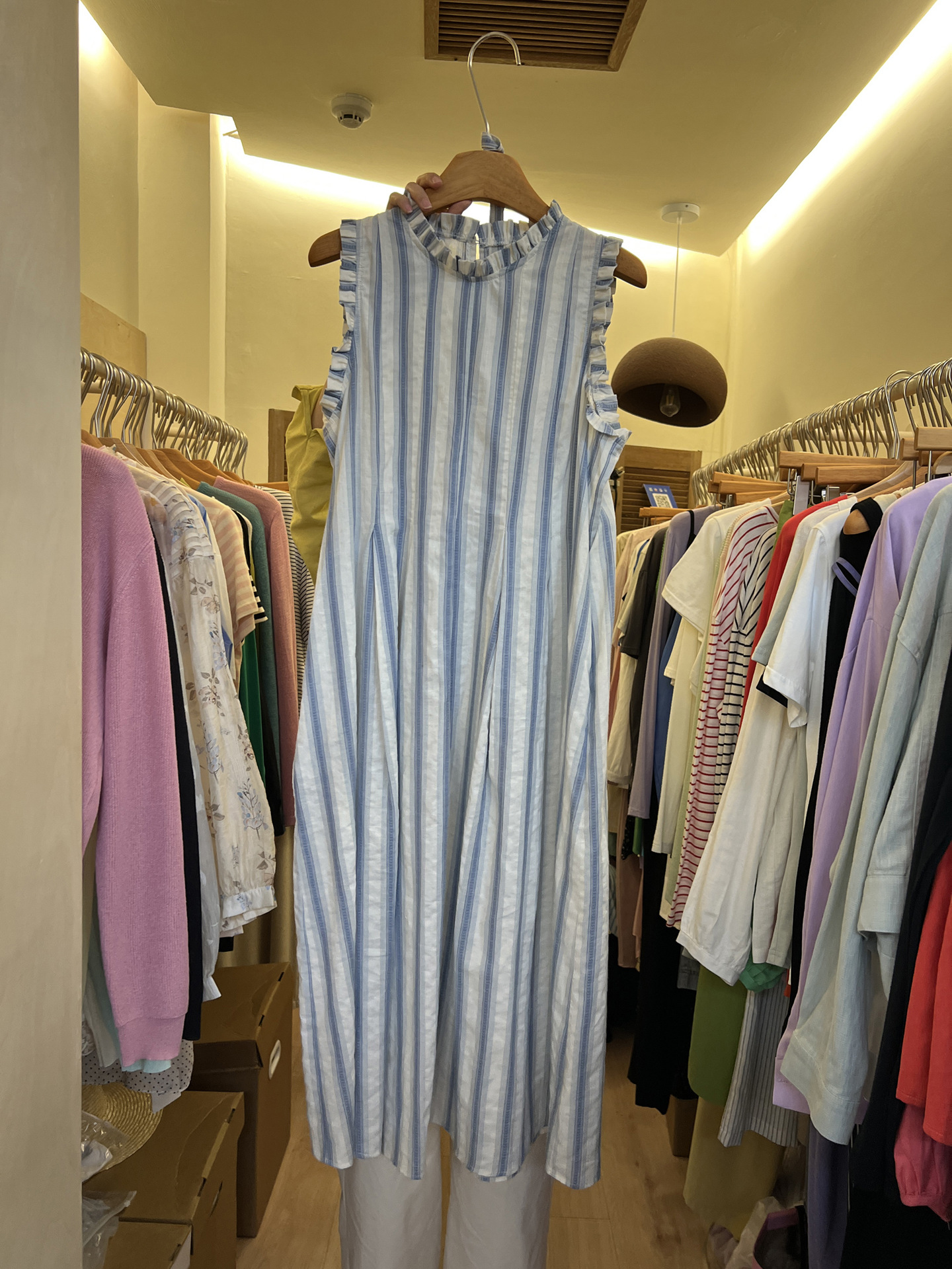 韩版夏季潮流新款时尚韩国气质个性条纹无袖背心休闲连衣裙