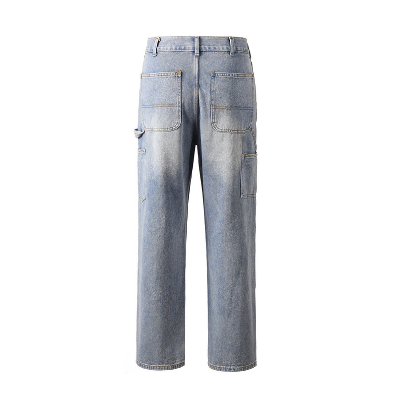 Men's Jeans Washed Vibe Style Loose Fit With Patch Pocket Detail_voghion.com