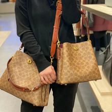 奥莱新款女复古经典涂层老花双肩斜挎包Willow大容量单肩水桶包