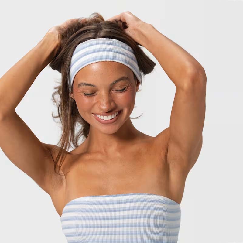 Cross-Border European and American Striped Knitted Headband, Breathable, Sweat-Absorbent, Anti-Sweat Sports Headband, Wide-Brimmed Yoga Fitness Headband