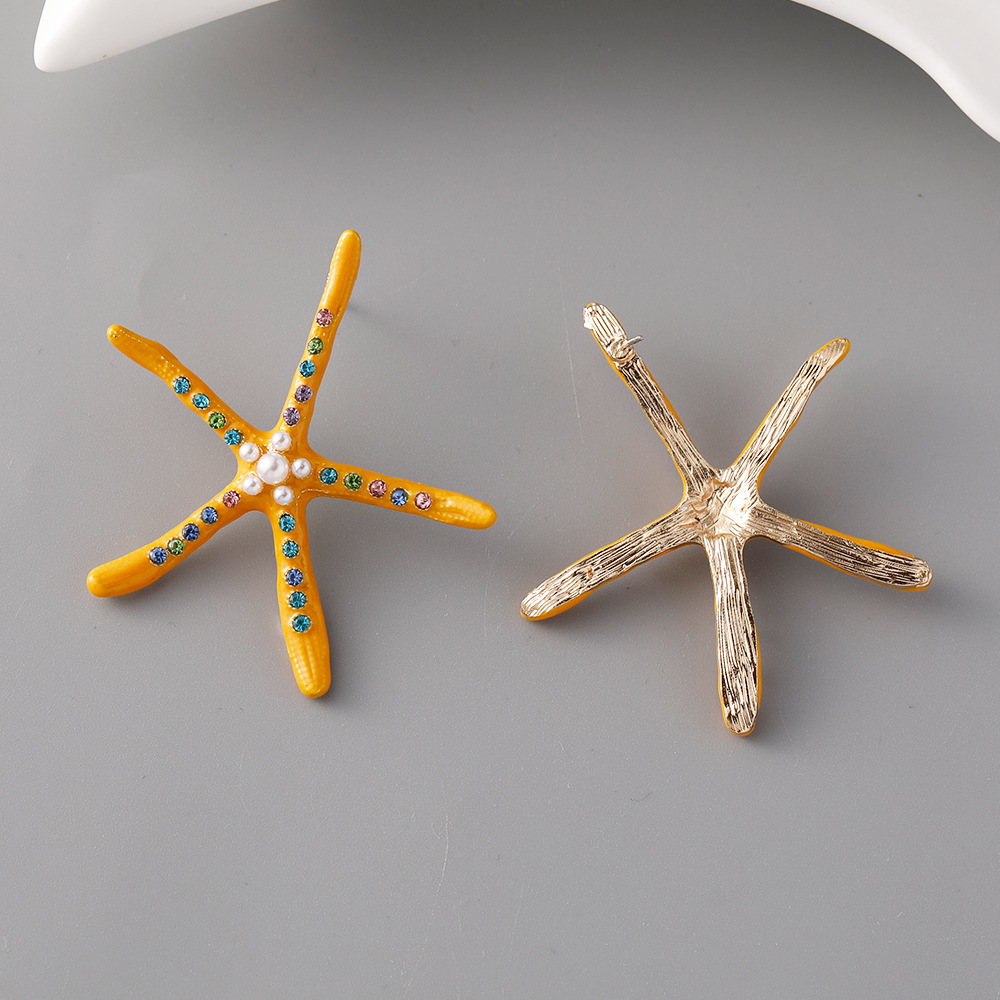 Auffällige Bunte Seestern Ohrstecker Für Damen Strandschmuck_voghion.com