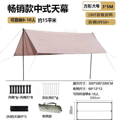 Canopy Butterfly Octagonal Sky, Avtomobil yan çətirləri - 2-pole-basic-model-3-5m-silver-coated-quicksand-gold-highly-recommended