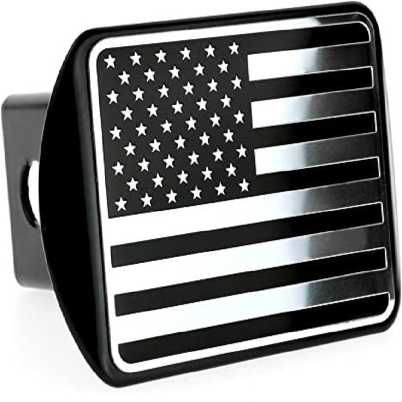 3D raya Blanca Bandera de metal remolque gancho de polvo enchufe del coche cubierta cuadrada boca cubierta protectora cubierta del remolque Americano